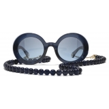 Chanel - Occhiali da Sole Rotondi - Blu Scuro Oro - Chanel Eyewear