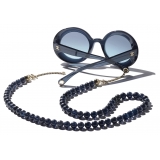 Chanel - Occhiali da Sole Rotondi - Blu Scuro Oro - Chanel Eyewear