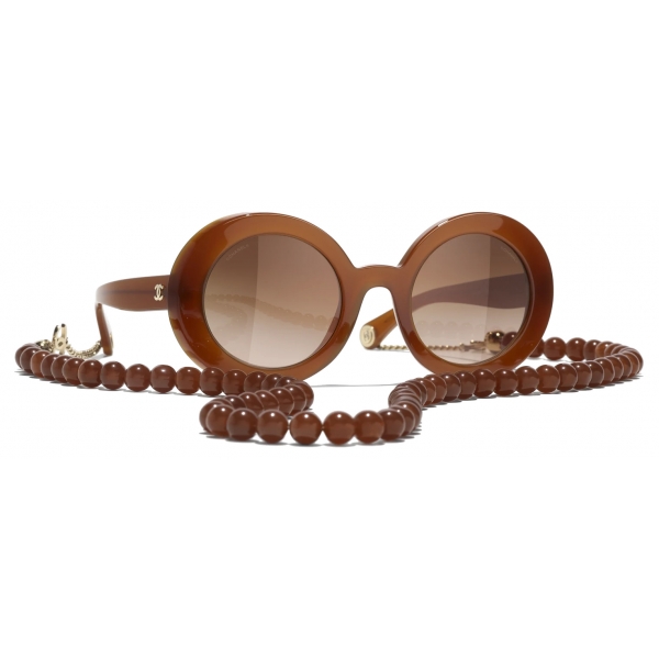 Chanel - Round Sunglasses - Brown Gold - Chanel Eyewear