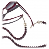 Chanel - Round Sunglasses - Burgundy Gold Gray - Chanel Eyewear