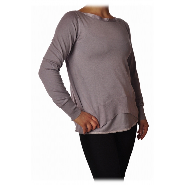 Liu Jo - Sweater with Back Opening Detail - Grey - Knitwear - Made in Italy - Luxury Exclusive Collection