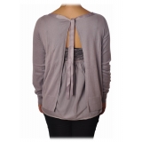 Liu Jo - Sweater with Back Opening Detail - Grey - Knitwear - Made in Italy - Luxury Exclusive Collection