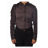 Liu Jo - Shirt with Fabric Rose Detail - Brown - Shirts - Made in Italy - Luxury Exclusive Collection