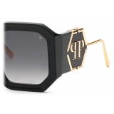 Philipp Plein - Square Oversize Plein Diva Sunglasses - Black Gold - Sunglasses - Philipp Plein Eyewear