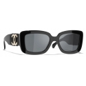 Chanel - Occhiali da Sole Rettangolari - Nero Grigio - Chanel Eyewear