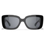 Chanel - Occhiali da Sole Rettangolari - Nero Grigio - Chanel Eyewear