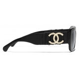 Chanel - Occhiali da Sole Rettangolari - Nero Grigio - Chanel Eyewear
