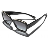 Chanel - Square Sunglasses - Black Gold Gray Gradient - Chanel