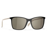 Chanel - Occhiali da Sole Quadrati - Nero Beige Marrone - Chanel Eyewear