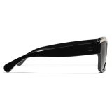 Chanel - Occhiali da Sole Quadrati - Nero Oro Grigio Sfumate - Chanel Eyewear