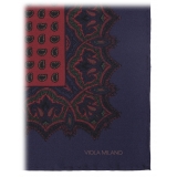 Viola Milano - Luxury Archive Printed Silk Pocket Square - Sea/Coral Paisley - Handmade in Italy - Luxury Exclusive Collection