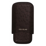 Viola Milano - Ostrich Cigar Case - Brown - Handmade in Italy - Luxury Exclusive Collection