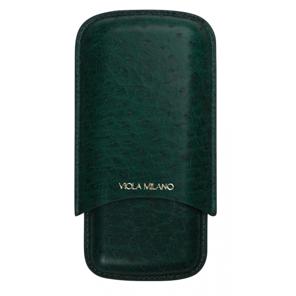 Viola Milano - Ostrich Cigar Case - Forest - Handmade in Italy - Luxury Exclusive Collection