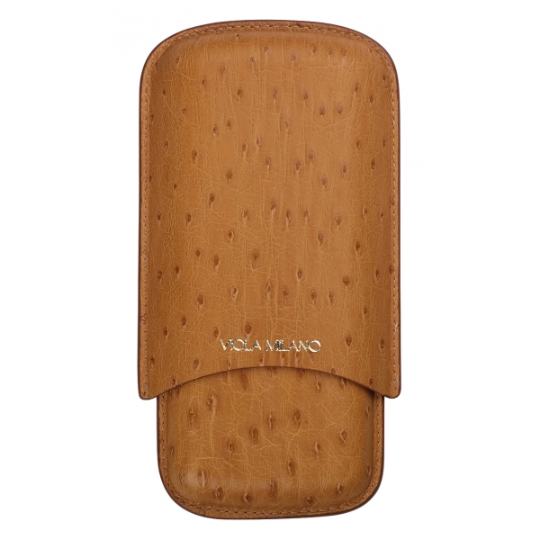 Viola Milano - Ostrich Cigar Case - Natural - Handmade in Italy - Luxury Exclusive Collection