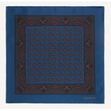 Viola Milano - Paisley Archive Printed Silk Pocket Square - Blue - Handmade in Italy - Luxury Exclusive Collection