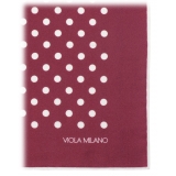 Viola Milano - Fazzoletto da Taschino in Seta a Pois - Vino/Bianco - Handmade in Italy - Luxury Exclusive Collection