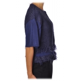 Liu Jo - Cardigan with Fringe Detail - Blue - Knitwear - Made in Italy - Luxury Exclusive Collection