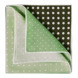 Viola Milano - Printed Polka Dot Silk Pocket Square - Green Shades - Handmade in Italy - Luxury Exclusive Collection
