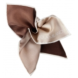 Viola Milano - Printed Solid Silk Pocket Square - Brown Shades - Handmade in Italy - Luxury Exclusive Collection