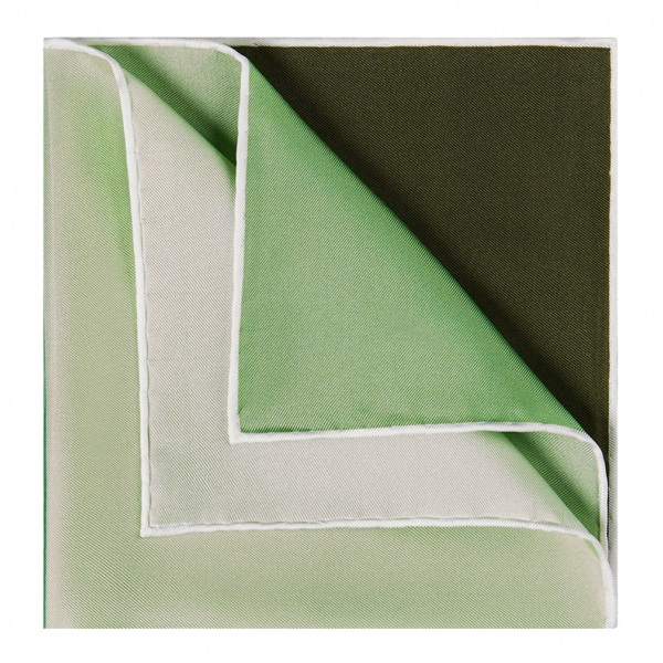 Viola Milano - Printed Solid Silk Pocket Square - Green Shades - Handmade in Italy - Luxury Exclusive Collection