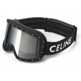 Céline - Celine Ski Mask in Plastic with Metal Studs & Mirror Lenses - Black - Sunglasses - Céline Eyewear