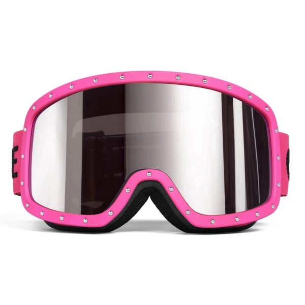 Céline - Celine Ski Mask in Plastic with Metal Studs & Mirror Lenses - Neon Magenta - Sunglasses - Céline Eyewear