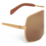 Céline - Metal Frame 25 Sunglasses in Metal with Leather - Gold Nicotine - Sunglasses - Céline Eyewear
