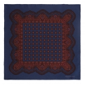 Viola Milano - Fazzoletto da Taschino in Seta con Stampa Rosette - Navy - Handmade in Italy - Luxury Exclusive Collection