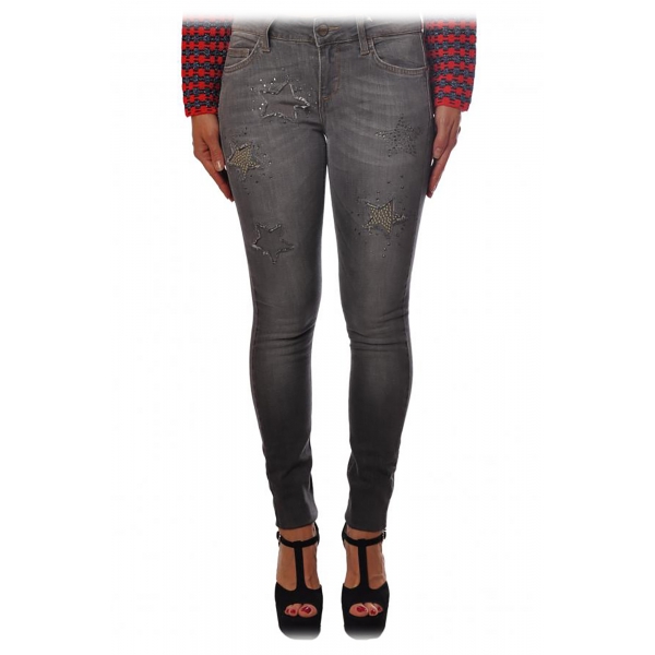 Liu Jo - Skinny Jeans with Stars Details - Gray - Trousers - Made in Italy - Luxury Exclusive Collection