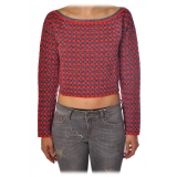 Liu Jo - Sweater in Geometric Pattern - Red/Blue - Knitwear - Made in Italy - Luxury Exclusive Collection