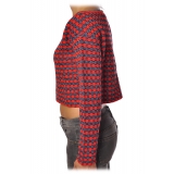 Liu Jo - Sweater in Geometric Pattern - Red/Blue - Knitwear - Made in Italy - Luxury Exclusive Collection