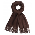 Viola Milano - Solid 100% Zibellino Cashmere Scarf - Brown - Handmade in Italy - Luxury Exclusive Collection