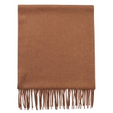 Viola Milano - Solid 100% Zibellino Cashmere Scarf - Cinnamon - Handmade in Italy - Luxury Exclusive Collection