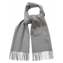 Viola Milano - Solid 100% Zibellino Cashmere Scarf - Light Grey - Handmade in Italy - Luxury Exclusive Collection