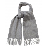 Viola Milano - Sciarpa 100% Zibellino Cashmere Tinta Unita - Grigio Chiaro - Handmade in Italy - Luxury Exclusive Collection