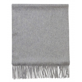 Viola Milano - Sciarpa 100% Zibellino Cashmere Tinta Unita - Grigio Chiaro - Handmade in Italy - Luxury Exclusive Collection