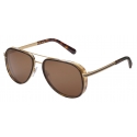 Bulgari - Bulgari Bulgari Man - Bulgari Bulgari Aviator Metal Sunglasses - Gold Brown - Bulgari