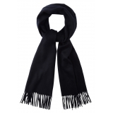 Viola Milano - Sciarpa 100% Zibellino Cashmere Tinta Unita - Navy - Handmade in Italy - Luxury Exclusive Collection