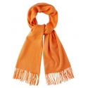 Viola Milano - Solid 100% Zibellino Cashmere Scarf - Orange - Handmade in Italy - Luxury Exclusive Collection