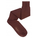 Viola Milano - Solid Over-The-Calf Cotton/Silk Socks - Cola - Handmade in Italy - Luxury Exclusive Collection