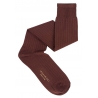 Viola Milano - Calzini Sopra il Polpaccio in Cotone/Seta Tinta Unita - Cola - Handmade in Italy - Luxury Exclusive Collection