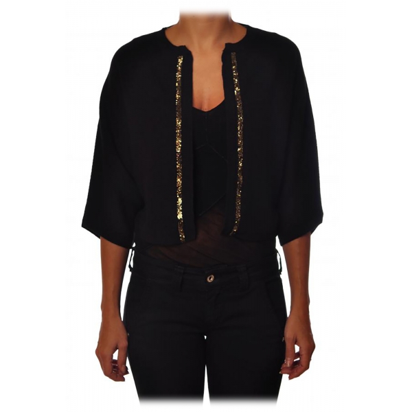 Liu Jo -  Sequined Profiled Cardigan - Black - Knitwear - Made in Italy - Luxury Exclusive Collection