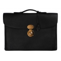 Viola Milano - The Light City Gold Lock Briefcase - Black - Handmade in Italy - Luxury Exclusive Collection