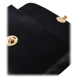 Viola Milano - The Light City Gold Lock Briefcase - Black - Handmade in Italy - Luxury Exclusive Collection
