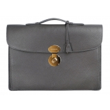 Viola Milano - The Light City Gold Lock Briefcase - Grey - Handmade in Italy - Luxury Exclusive Collection