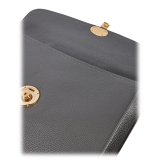 Viola Milano - The Light City Gold Lock Briefcase - Grey - Handmade in Italy - Luxury Exclusive Collection