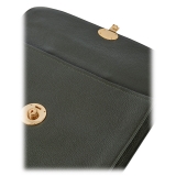 Viola Milano - The Light City Gold Lock Briefcase - Loden Green - Handmade in Italy - Luxury Exclusive Collection