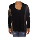 Liu Jo - Sweater with Contrasting Details - Black/Gold - Knitwear - Made in Italy - Luxury Exclusive Collection