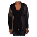 Liu Jo - Cardigan with Contrasting Details - Black/Gold - Knitwear - Made in Italy - Luxury Exclusive Collection