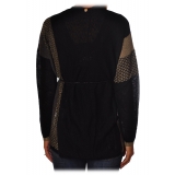 Liu Jo - Cardigan with Contrasting Details - Black/Gold - Knitwear - Made in Italy - Luxury Exclusive Collection